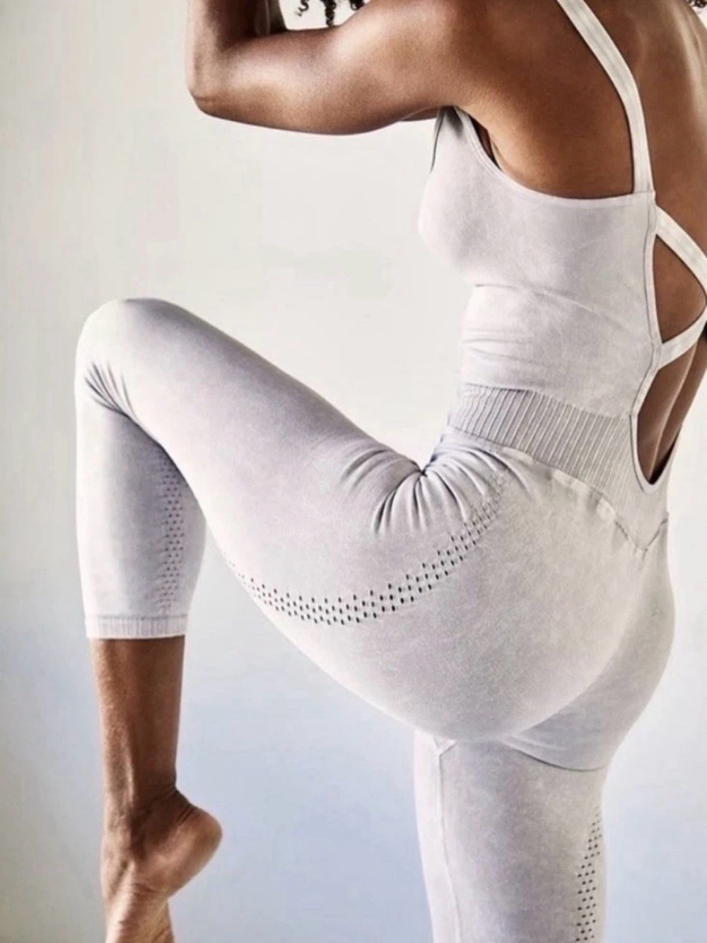 FP Movement by Free People Gray Good Karma onesie Jumpsuit Sz SM Yoga Gym